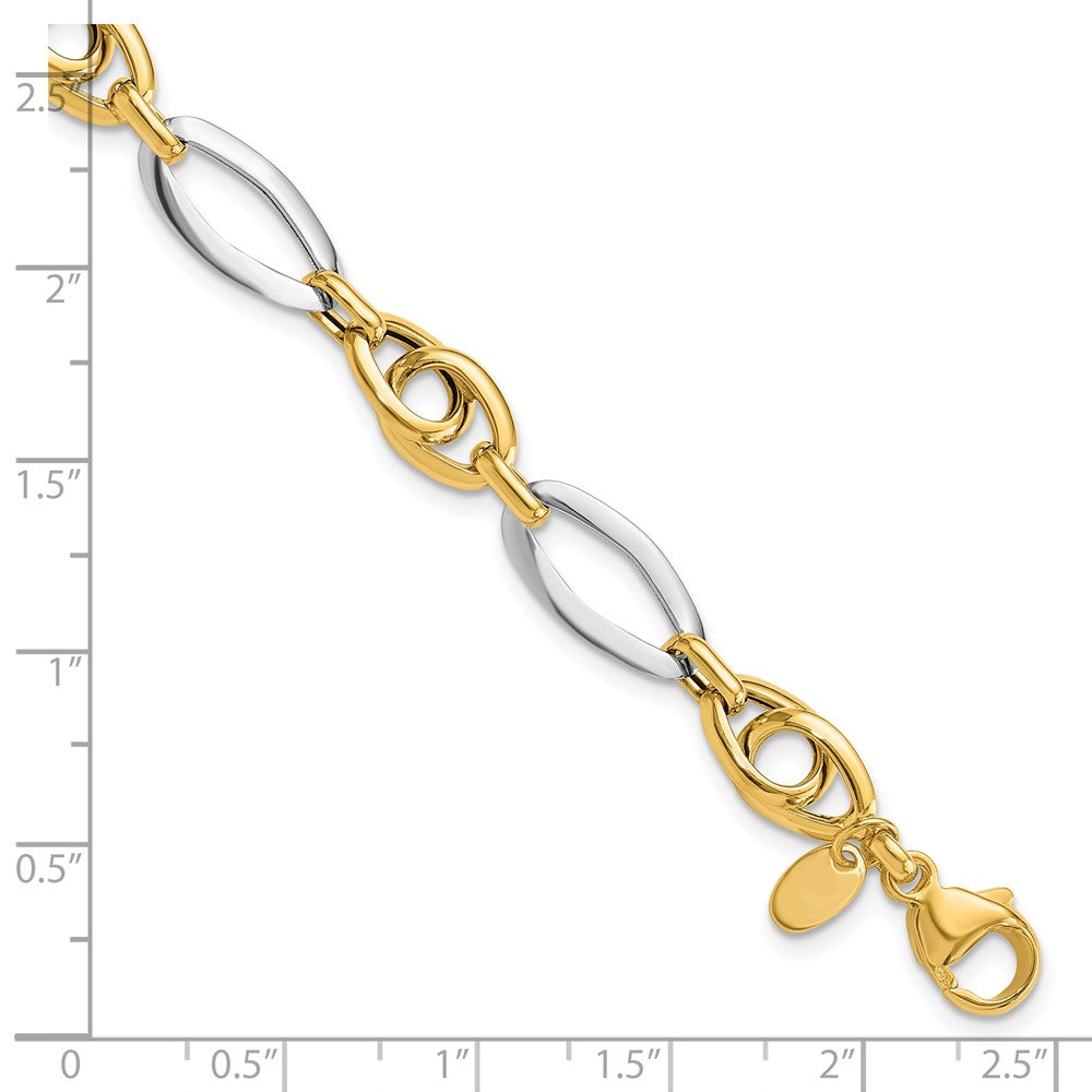 14K Two-tone Polished Fancy Link Bracelet