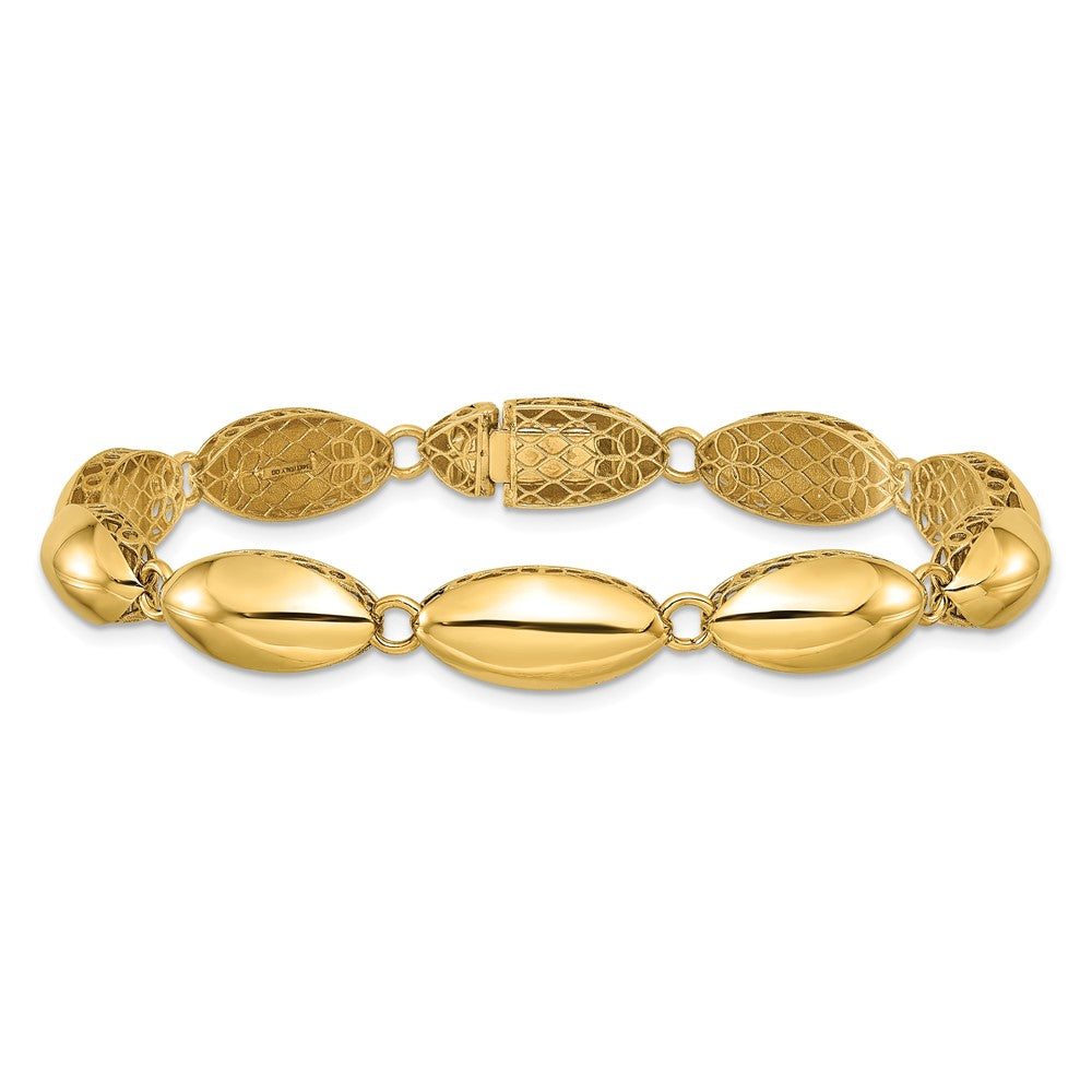 14k Polished Fancy Oval Link Bracelet