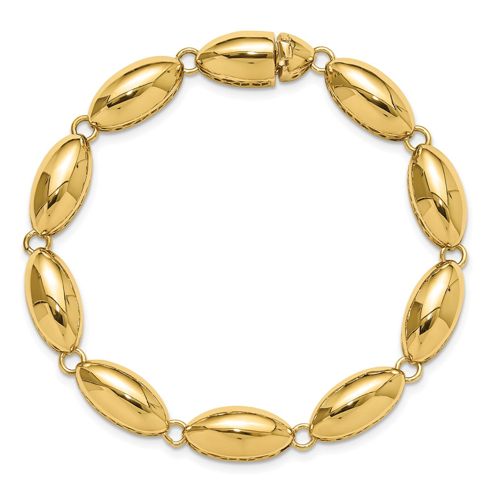 14k Polished Fancy Oval Link Bracelet