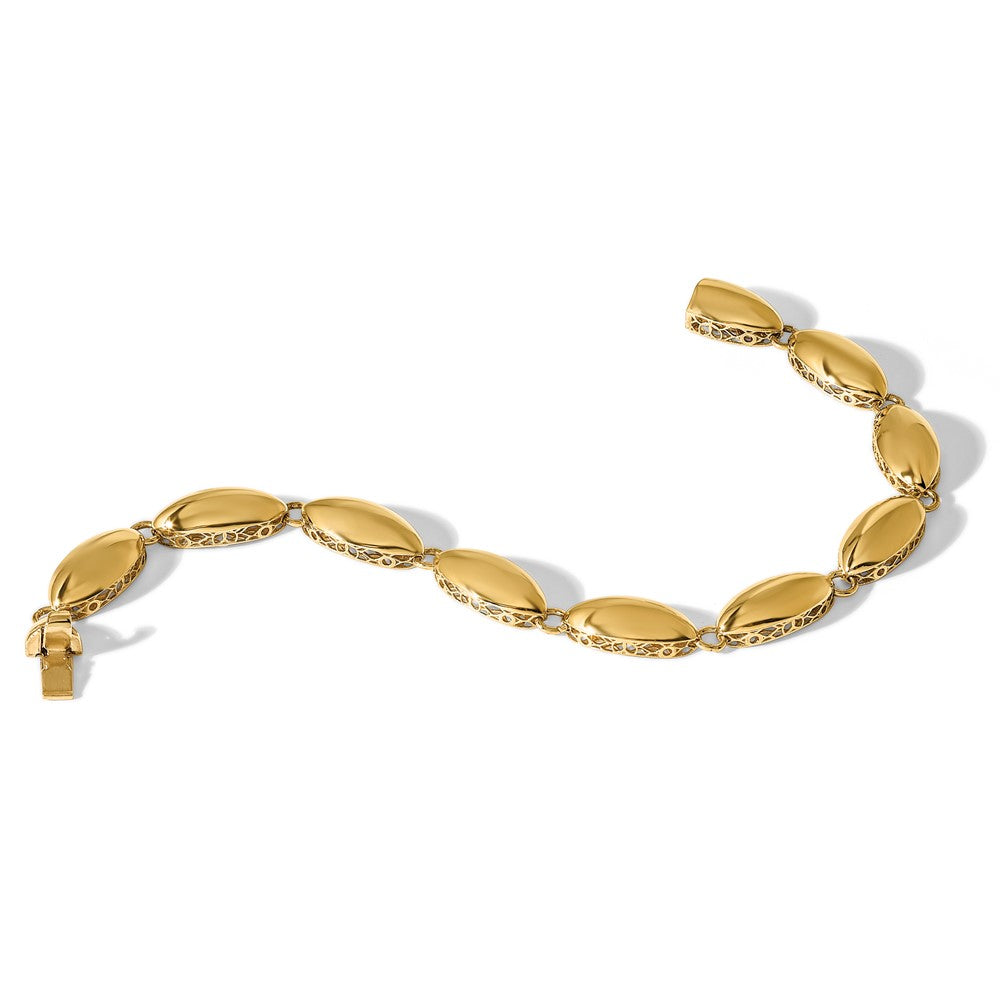14k Polished Fancy Oval Link Bracelet