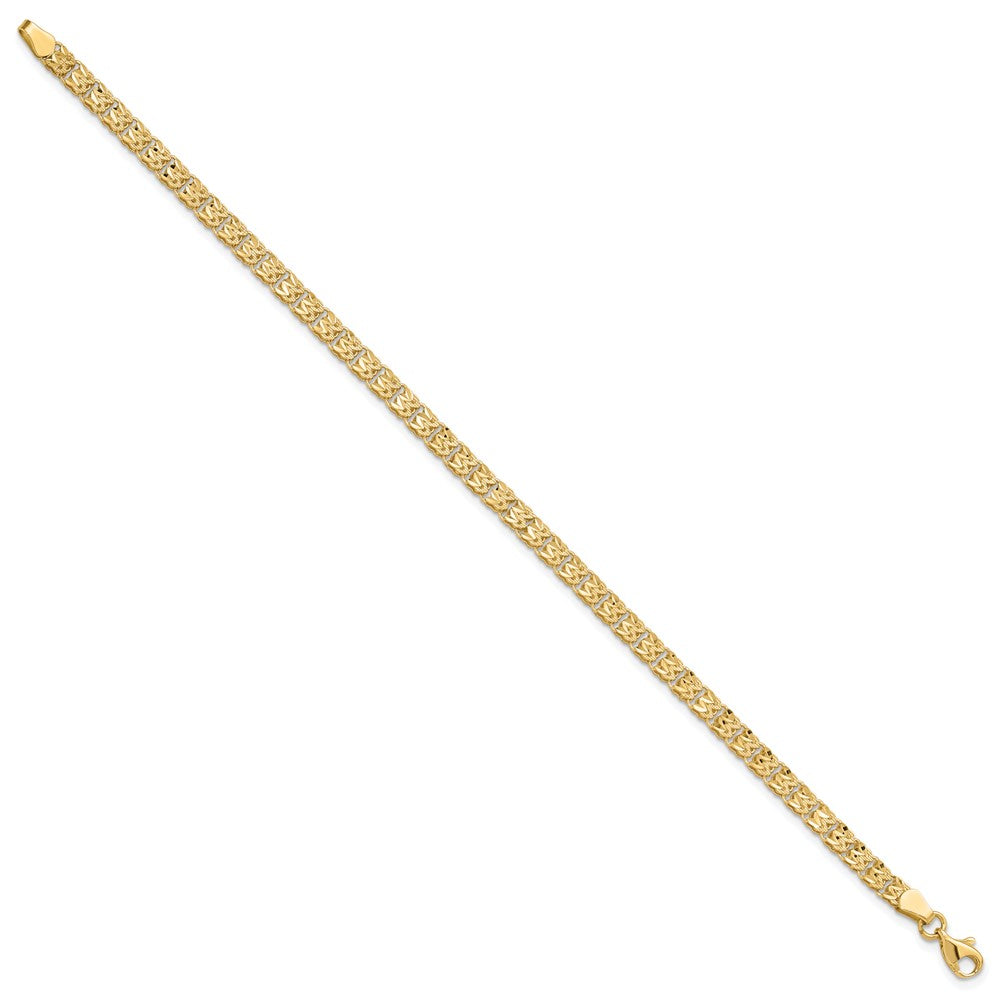 14K Polished and Diamond-cut Fancy Link Bracelet