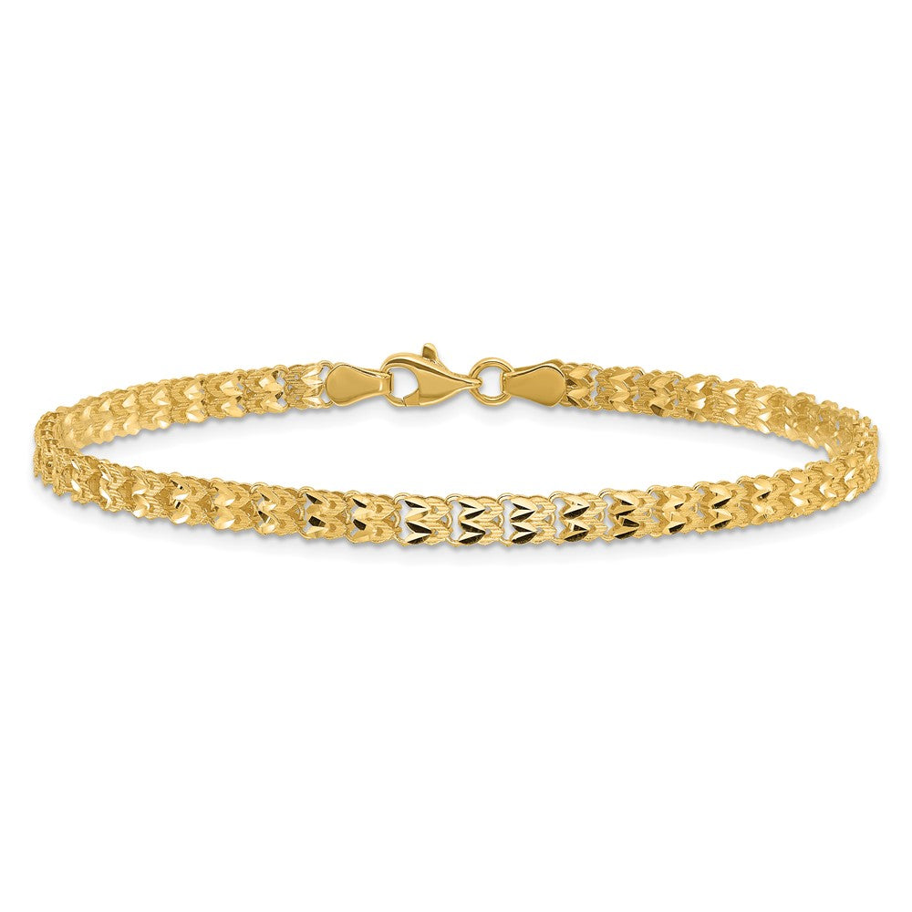 14K Polished and Diamond-cut Fancy Link Bracelet