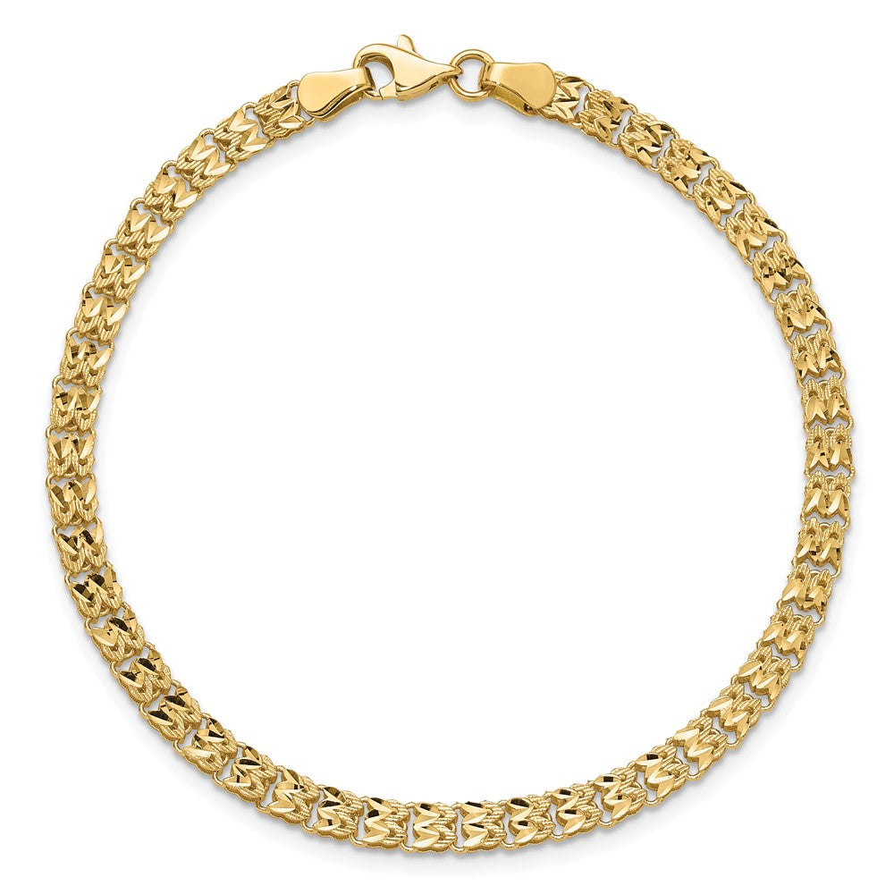 14K Polished and Diamond-cut Fancy Link Bracelet