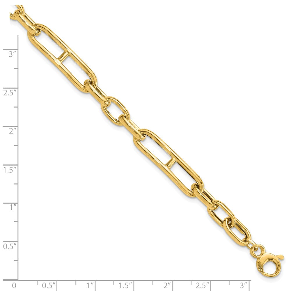 14K Polished Fancy Paperclip Link w/.5in ext. Bracelet