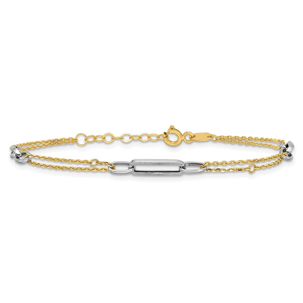 14K Two-tone Polished and D/C 6.5in w.75in ext Bracelet