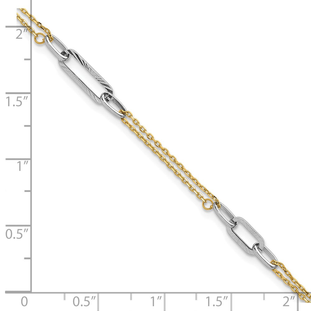 14K Two-tone Polished and D/C 6.5in w.75in ext Bracelet