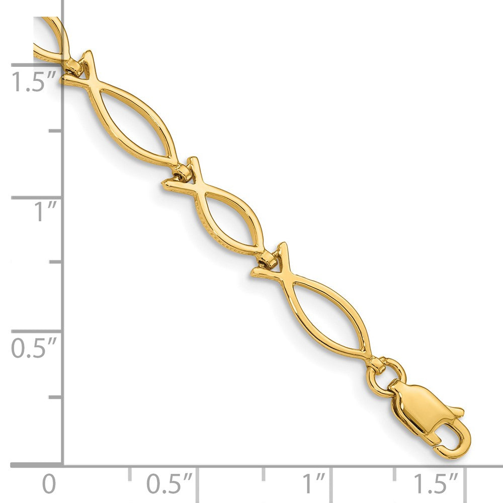 14k 5mm Religious Icthus (Fish) Bracelet
