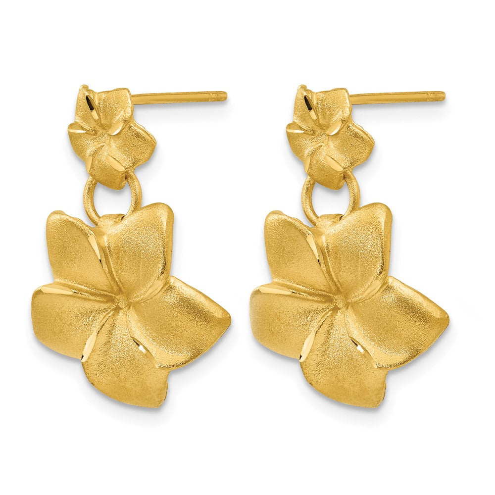 14k Plumeria Dangle Earrings