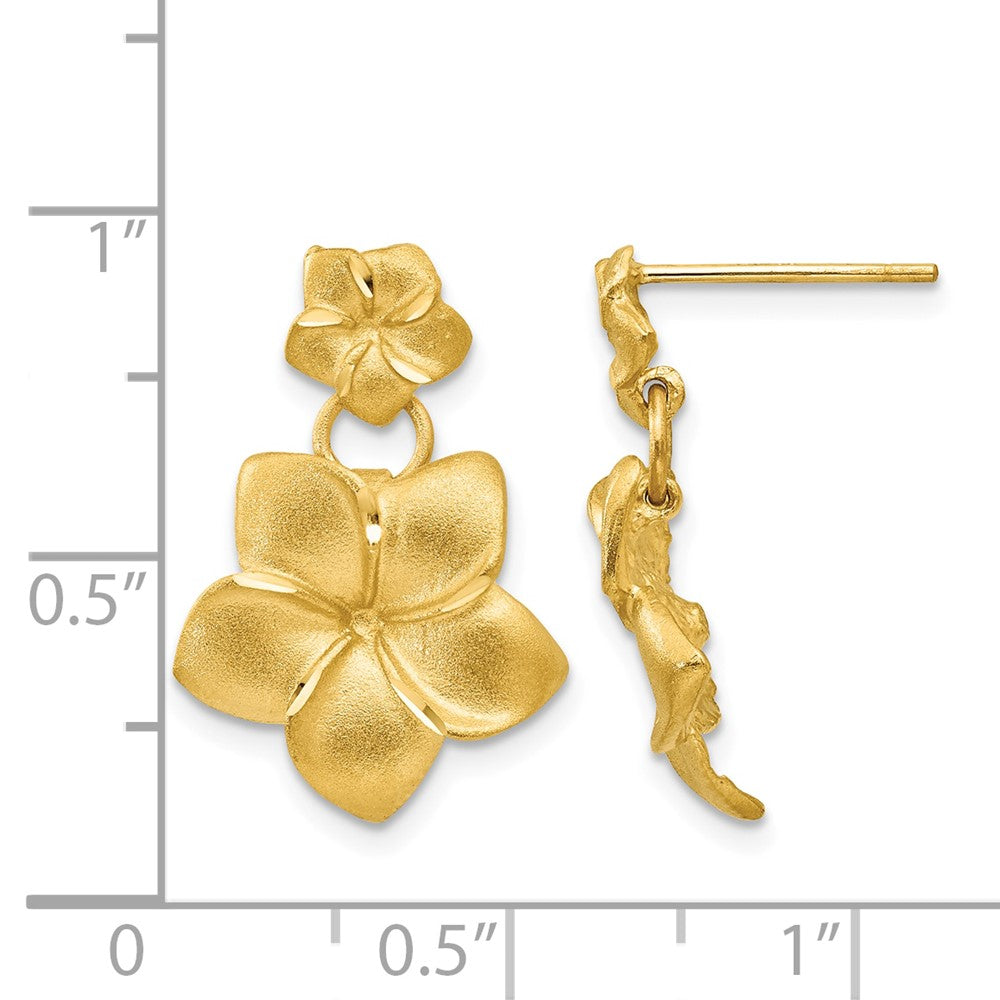 14k Plumeria Dangle Earrings
