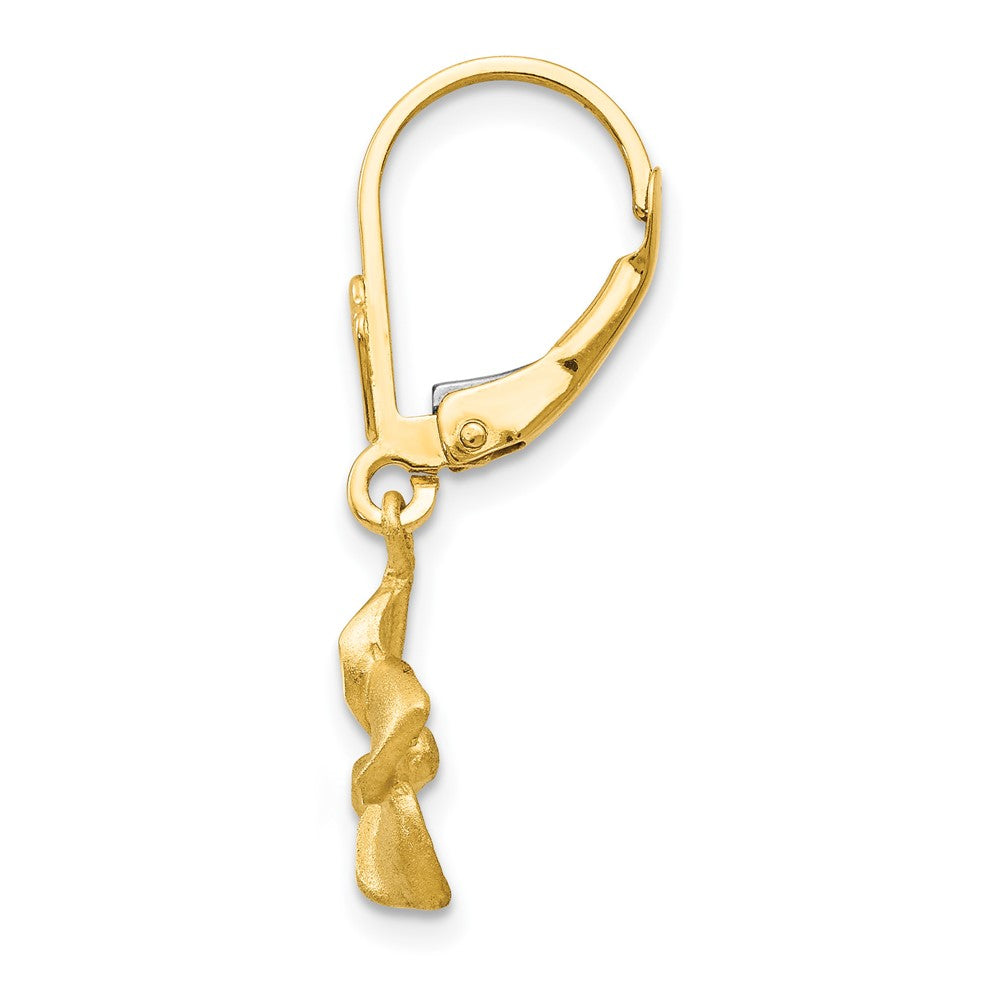 Single 14k Satin & Diamond-Cut Plumeria Dangle Leverback Earring