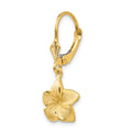 Single 14k Satin & Diamond-Cut Plumeria Dangle Leverback Earring