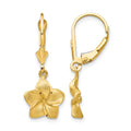 14k Satin & Diamond-Cut Plumeria Dangle Leverback Earrings