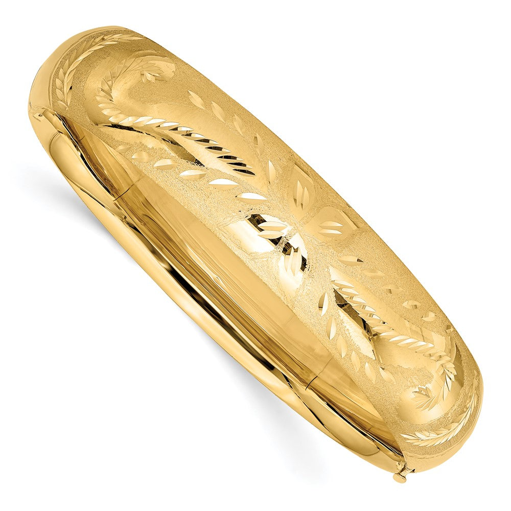 14k 9/16 Oversize Florentine Engraved Hinged Bangle Bracelet