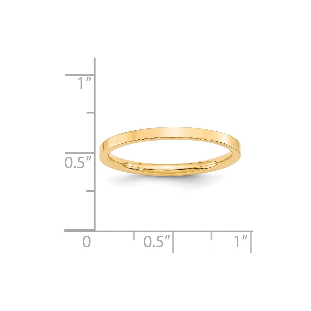 14KY 2mm Standard Flat Comfort Fit Band