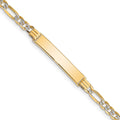 14k with Rhodium Pavé Figaro ID Bracelet