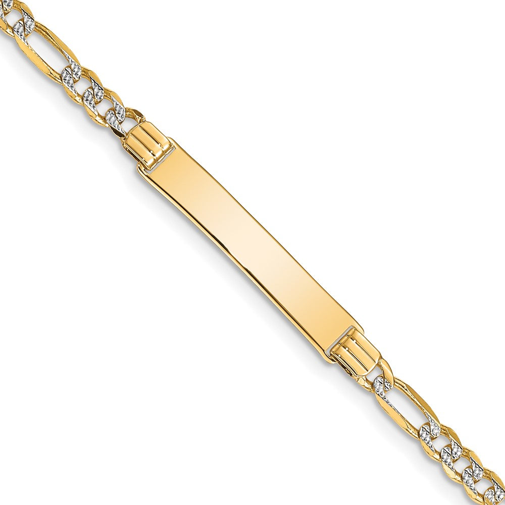 14k with Rhodium Pavé Figaro ID Bracelet