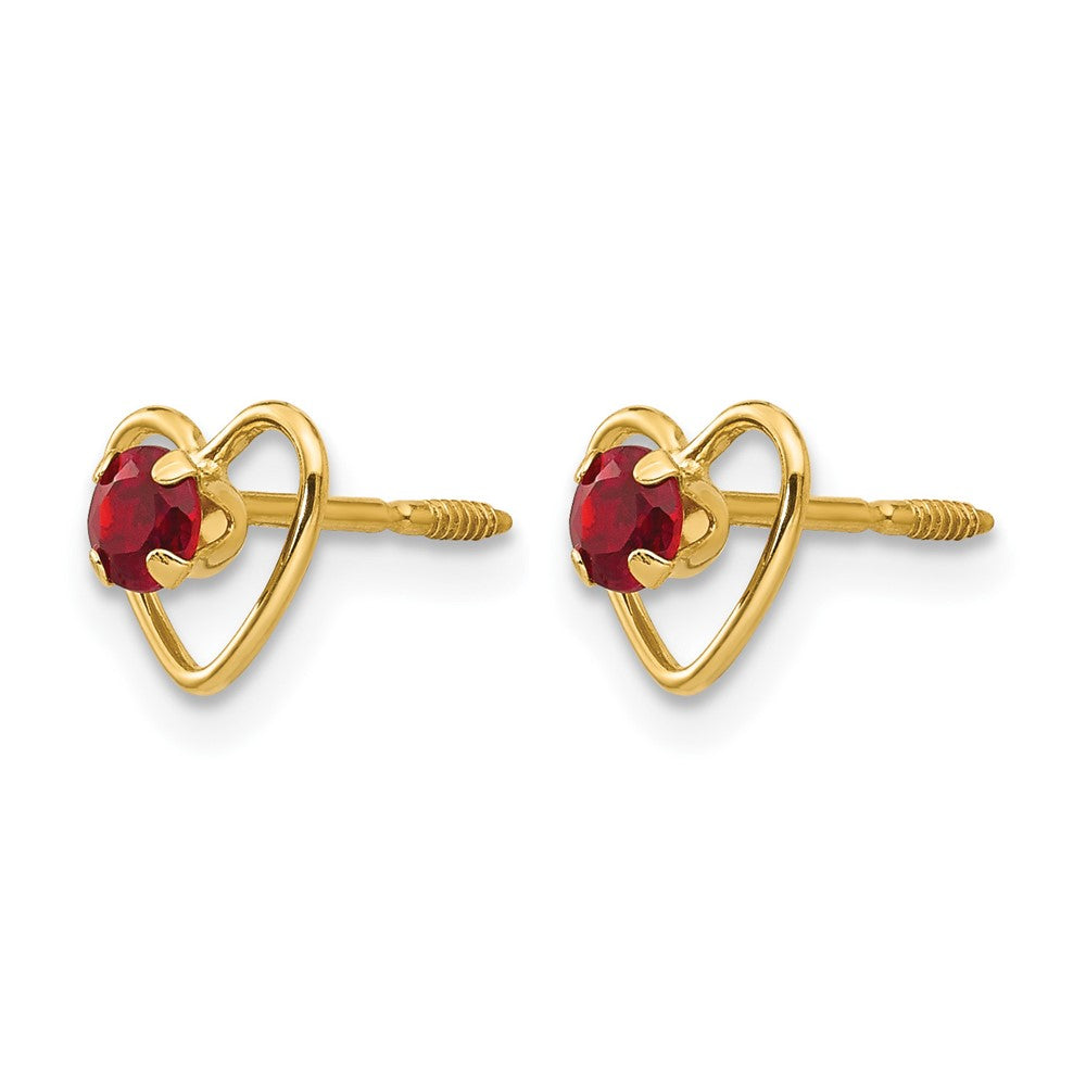 14k Madi K 3mm Genuine Garnet Birthstone Heart Earrings