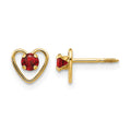 14k Madi K 3mm Genuine Garnet Birthstone Heart Earrings