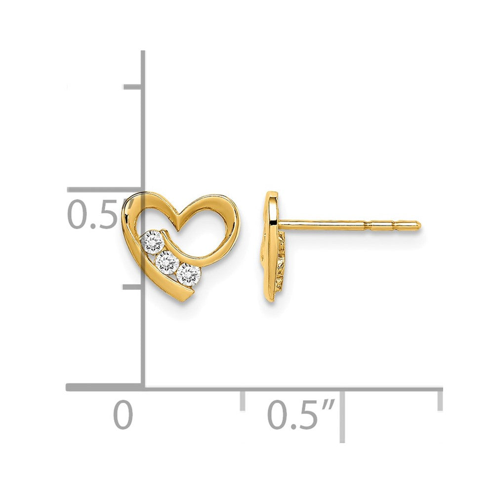 14k Madi K CZ Heart Post Earrings