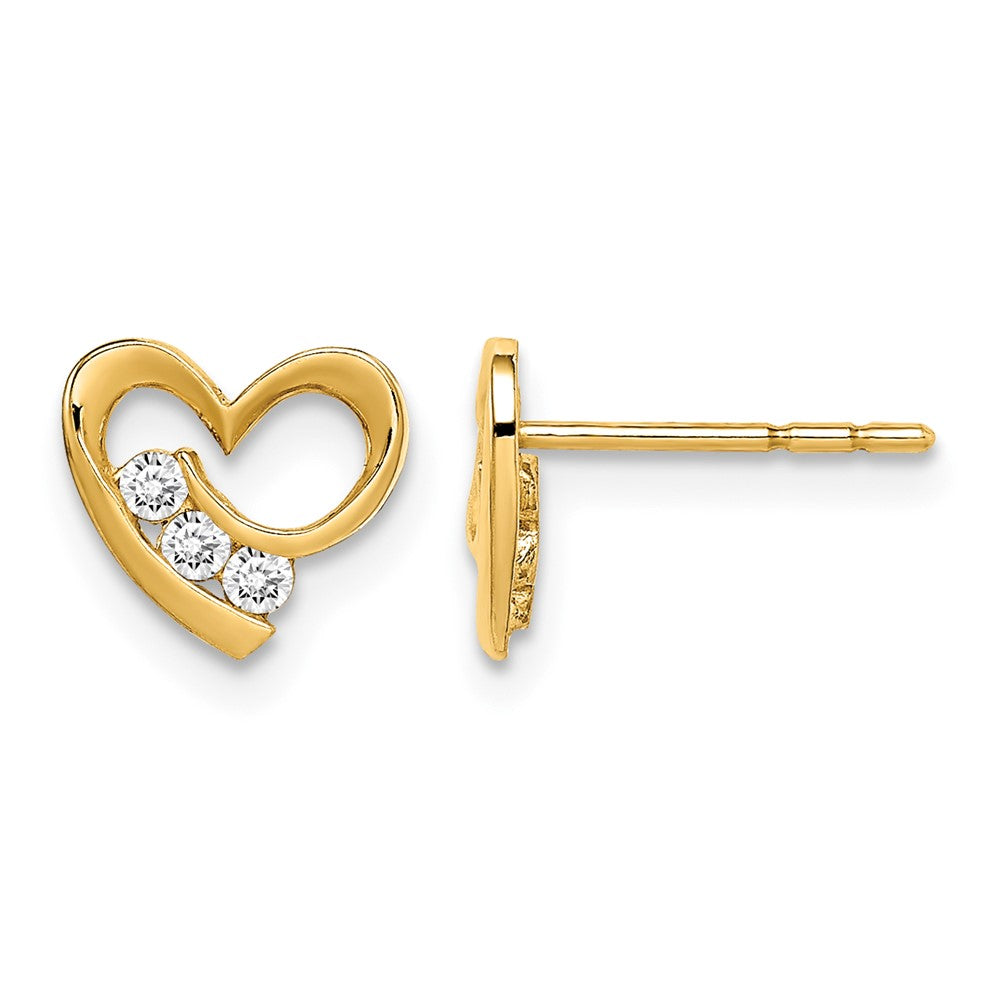14k Madi K CZ Heart Post Earrings