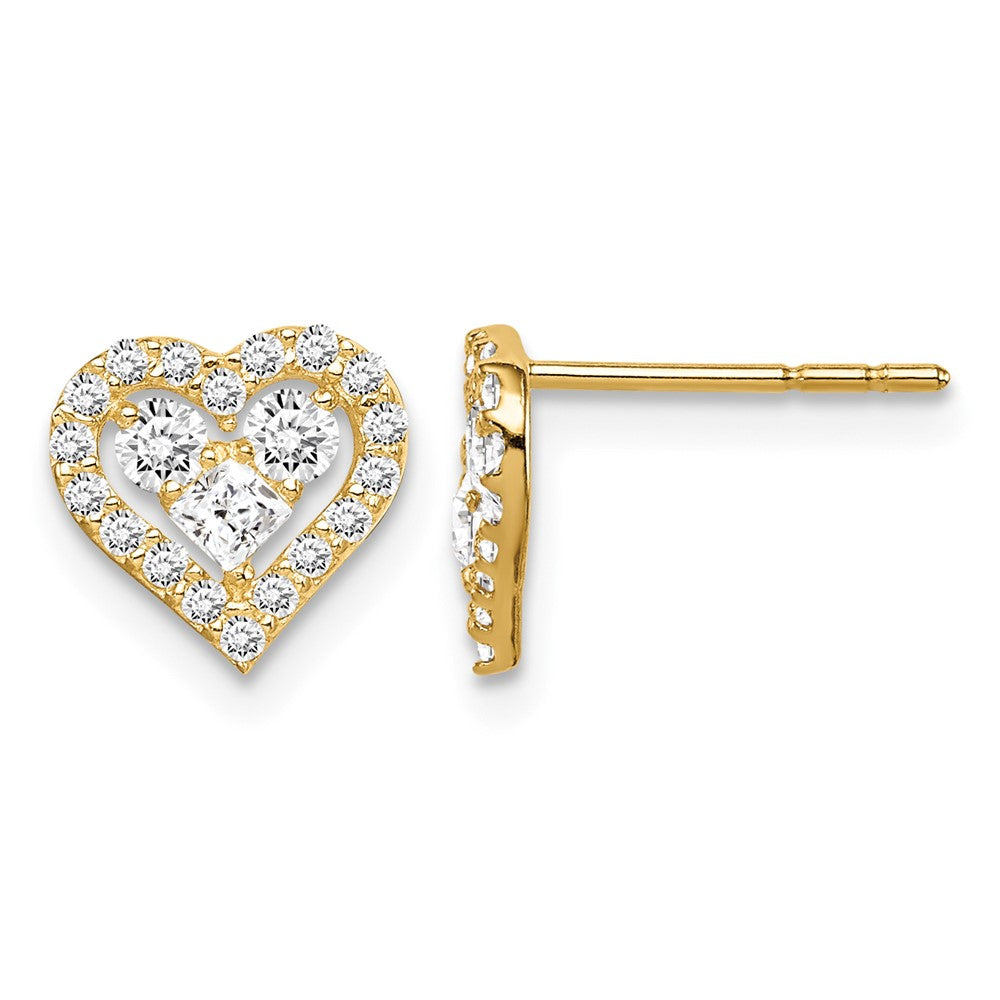 14k Madi K CZ Heart Post Earrings