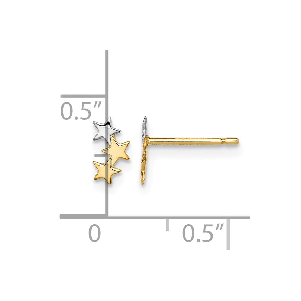 14k Madi K & White Rhodium 3-Star Post Earrings