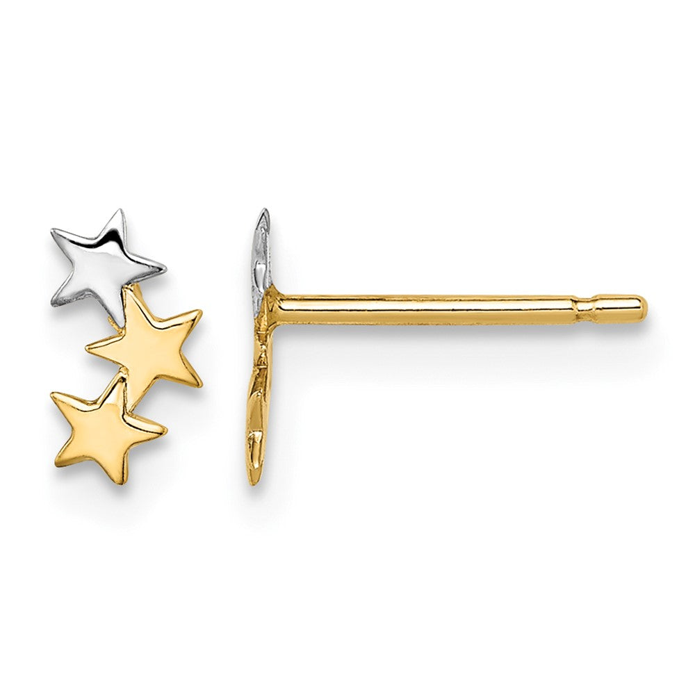 14k Madi K & White Rhodium 3-Star Post Earrings