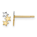 14k Madi K & White Rhodium 3-Star Post Earrings