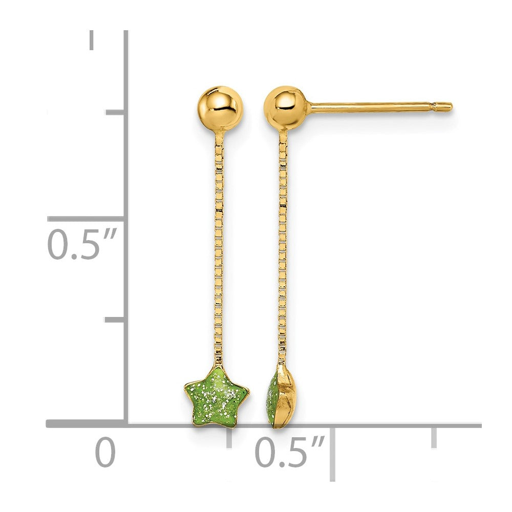 14k Madi K Enameled Star Chain Dangle Post Earrings
