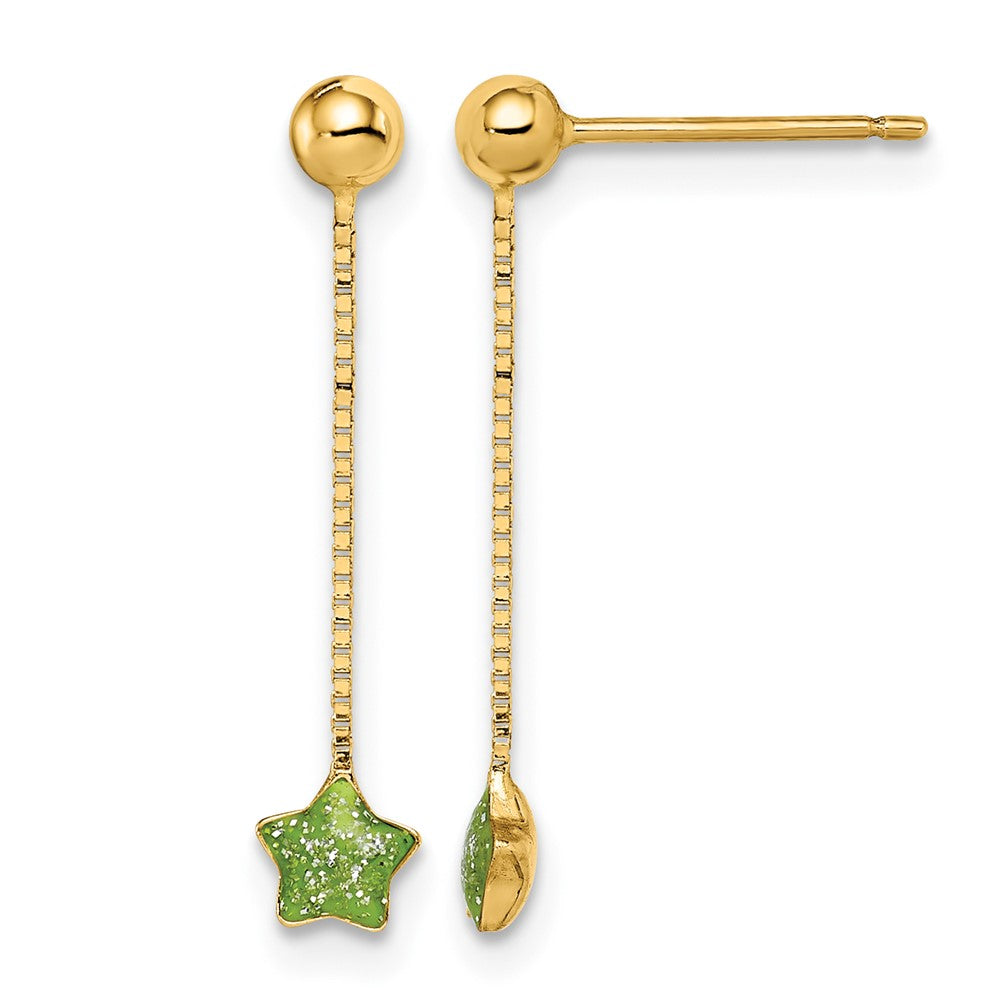 14k Madi K Enameled Star Chain Dangle Post Earrings