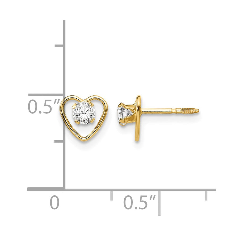 14k Madi K 3mm Genuine White Topaz Birthstone Heart Earrings