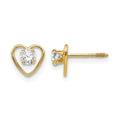 14k Madi K 3mm Genuine White Topaz Birthstone Heart Earrings