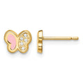 14k Madi K CZ Pink Enamel Butterfly Post Earrings