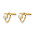 14k Madi K 3mm FW Cultured Pearl Birthstone Heart Earrings