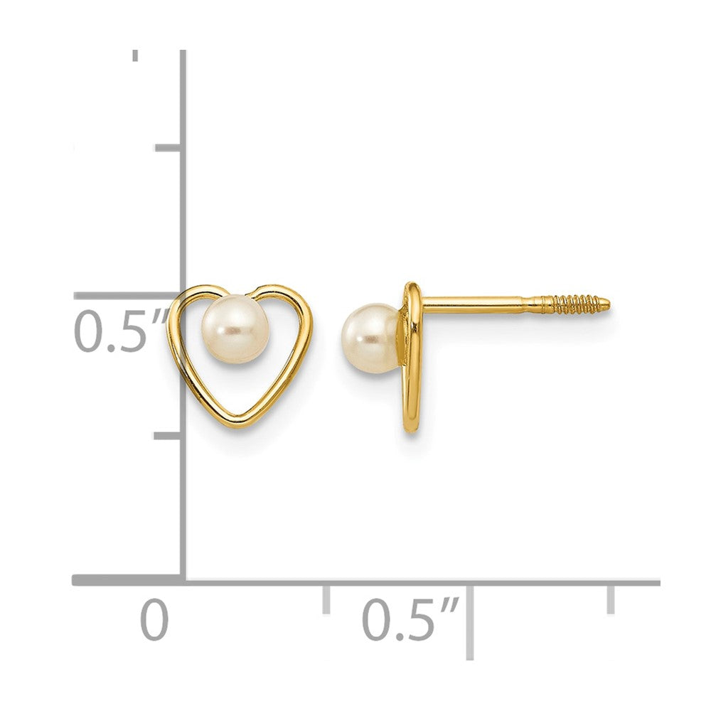14k Madi K 3mm FW Cultured Pearl Birthstone Heart Earrings