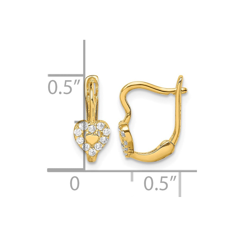 14k Madi K CZ Double Heart Hoop Earrings