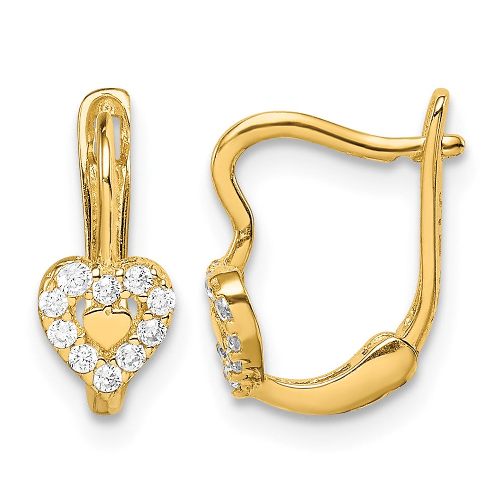 14k Madi K CZ Double Heart Hoop Earrings