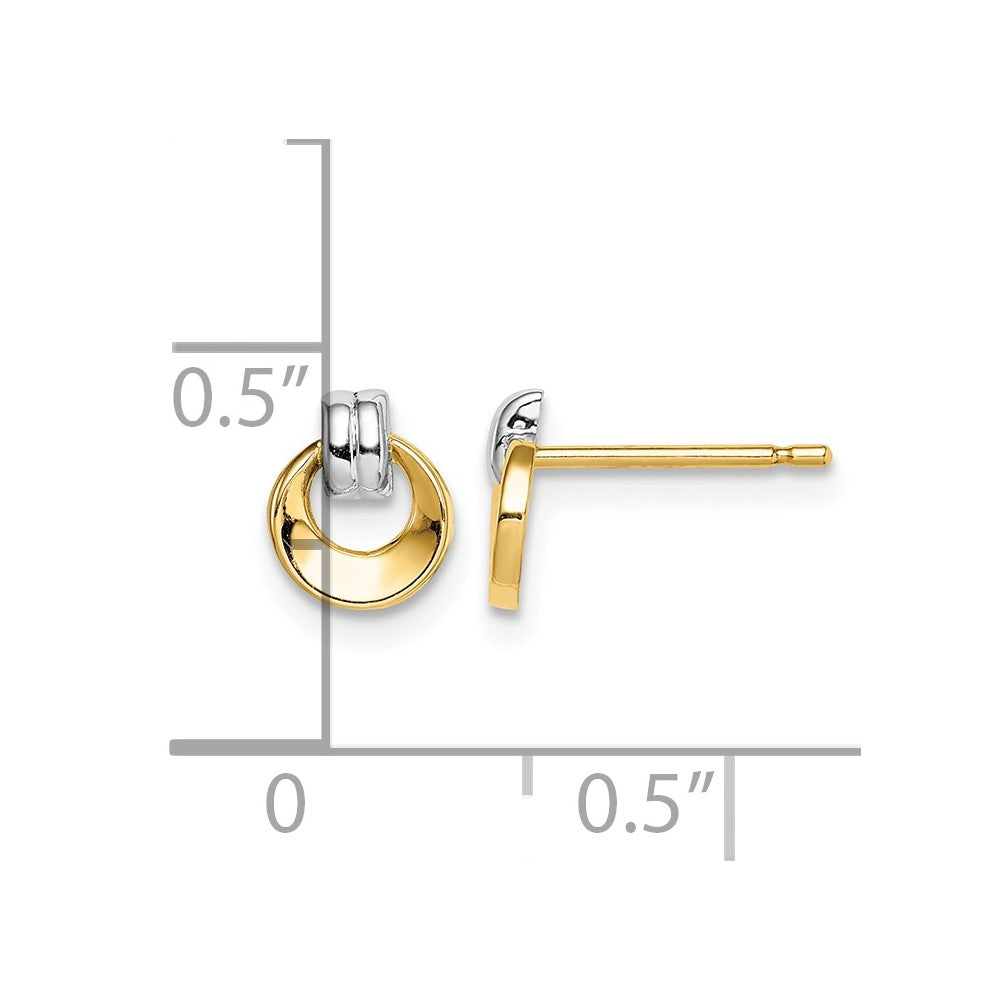 14k w/Rhodium Madi K Circle Post Earrings