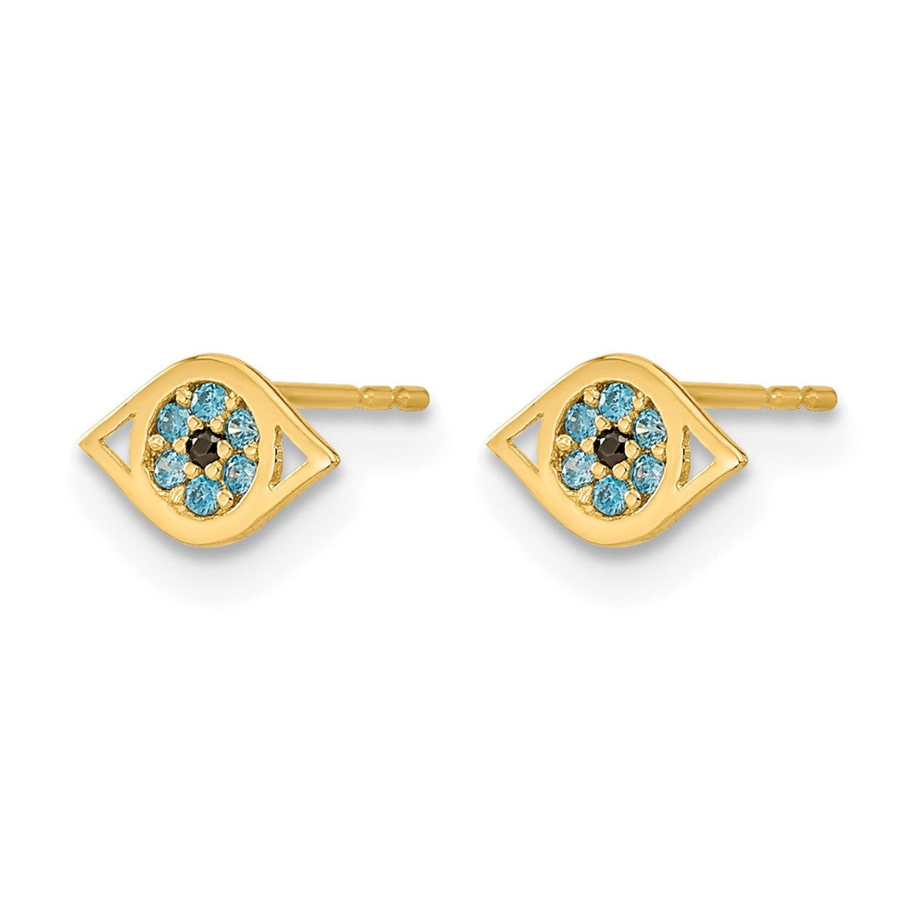 14k Madi K Blue CZ Eye Post Earrings