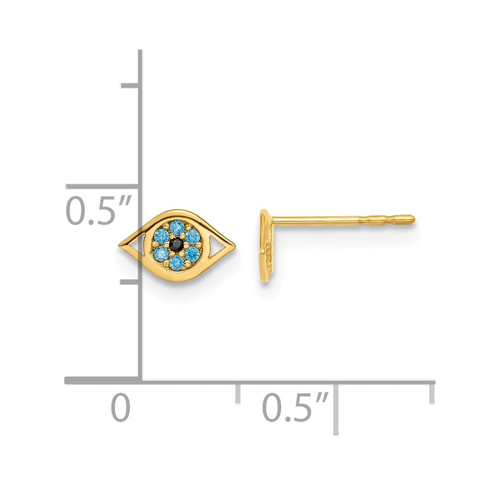 14k Madi K Blue CZ Eye Post Earrings