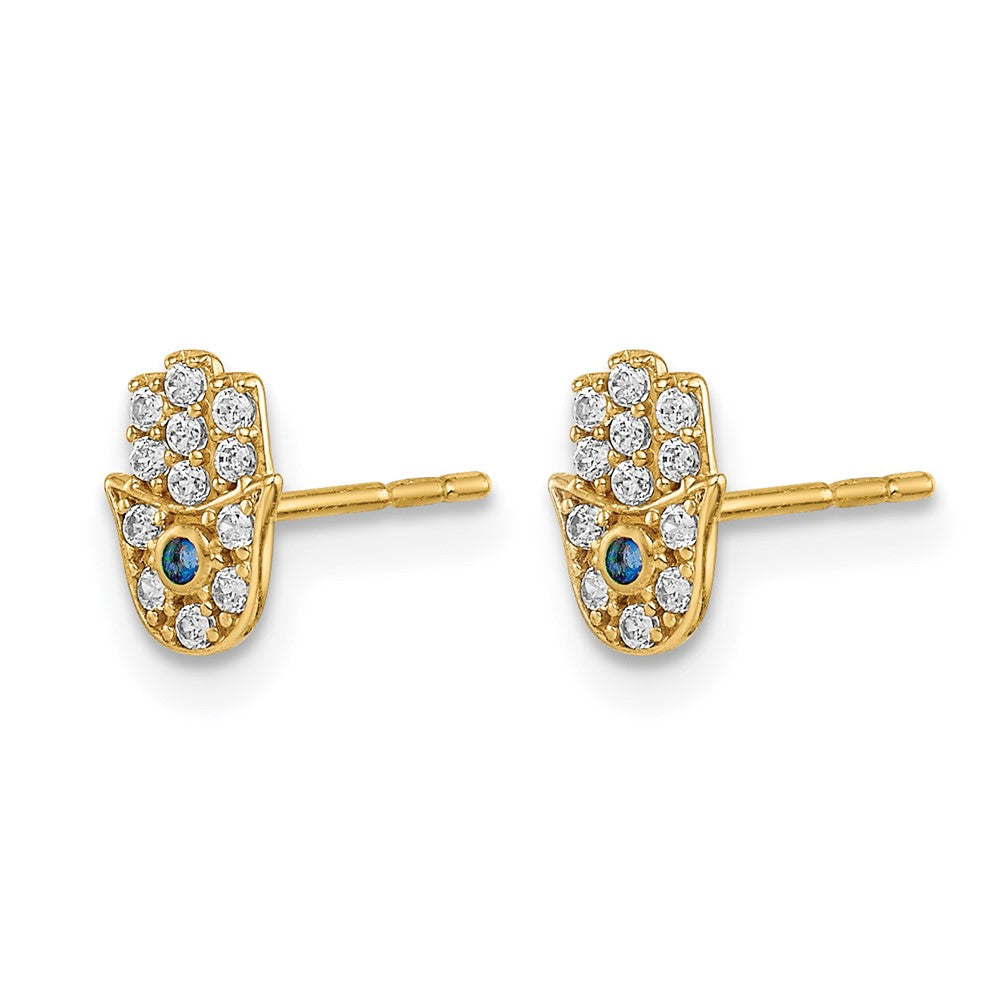 14k Madi K CZ Hamsa Post Earrings