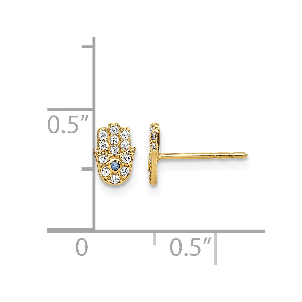 14k Madi K CZ Hamsa Post Earrings