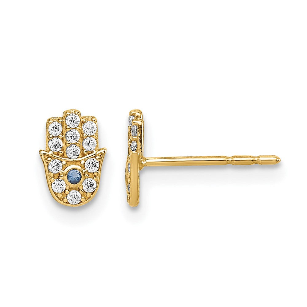 14k Madi K CZ Hamsa Post Earrings