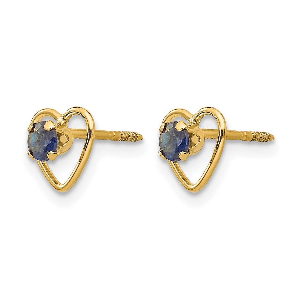 14k Madi K 3mm Created Sapphire Birthstone Heart Earrings
