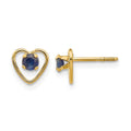 14k Madi K 3mm Created Sapphire Birthstone Heart Earrings