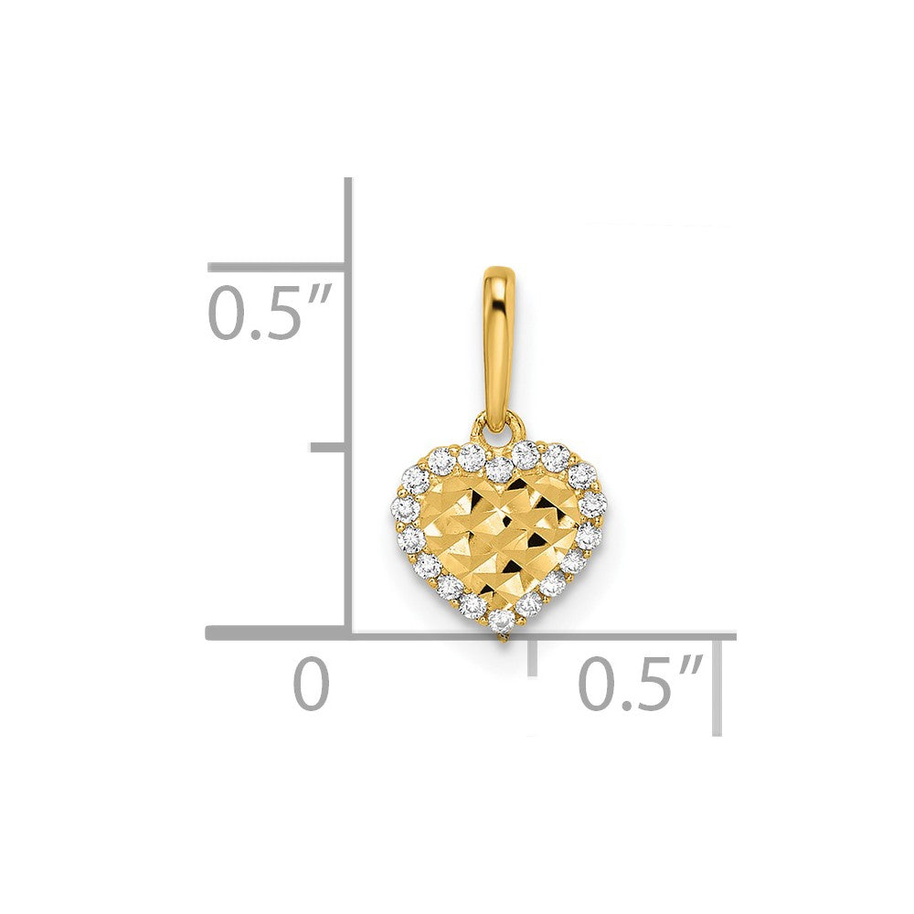 14k Madi K CZ Diamond Cut Heart Pendant
