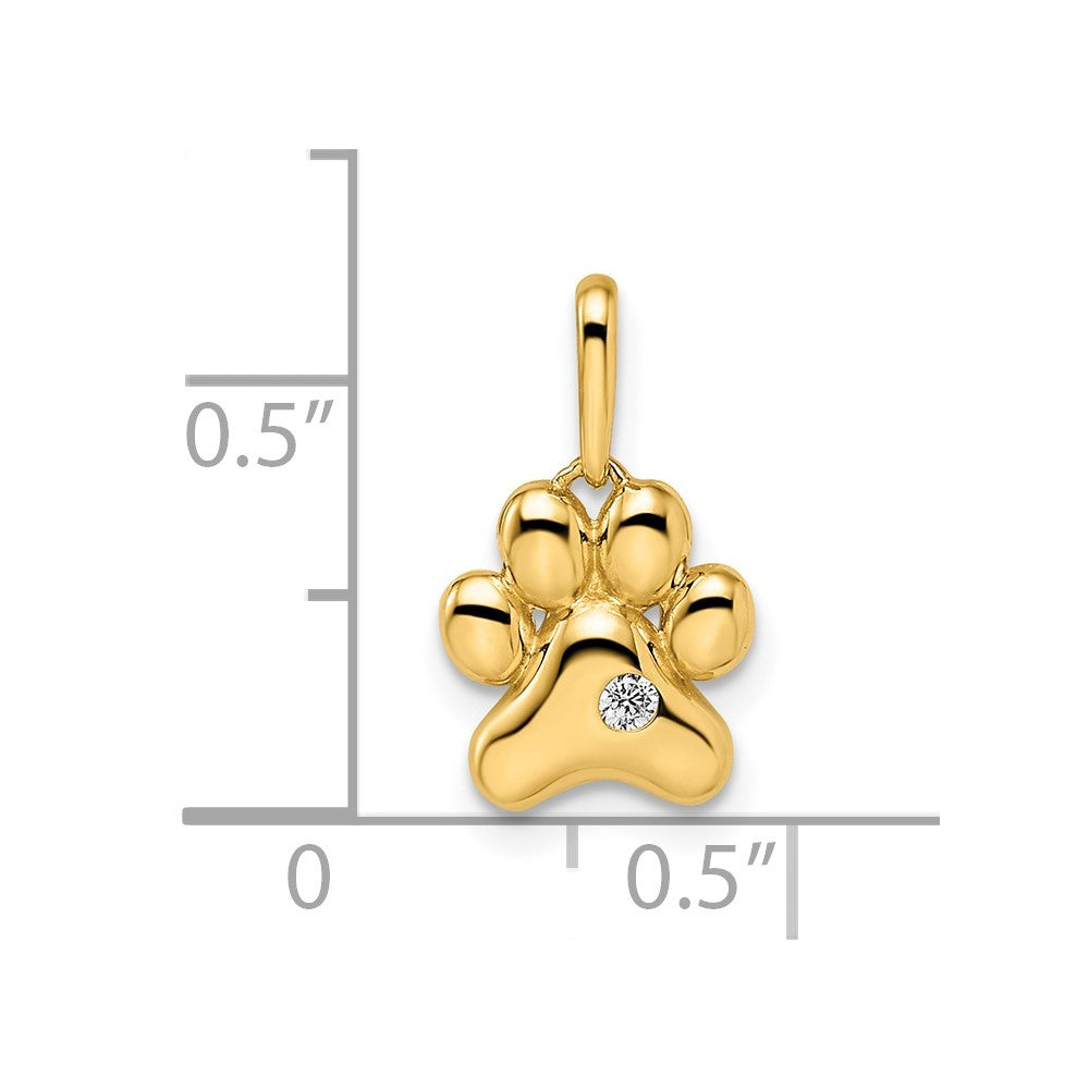 14k Madi K CZ Paw Print Pendant