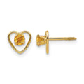 14k Madi K 3mm Genuine Citrine Birthstone Heart Earrings
