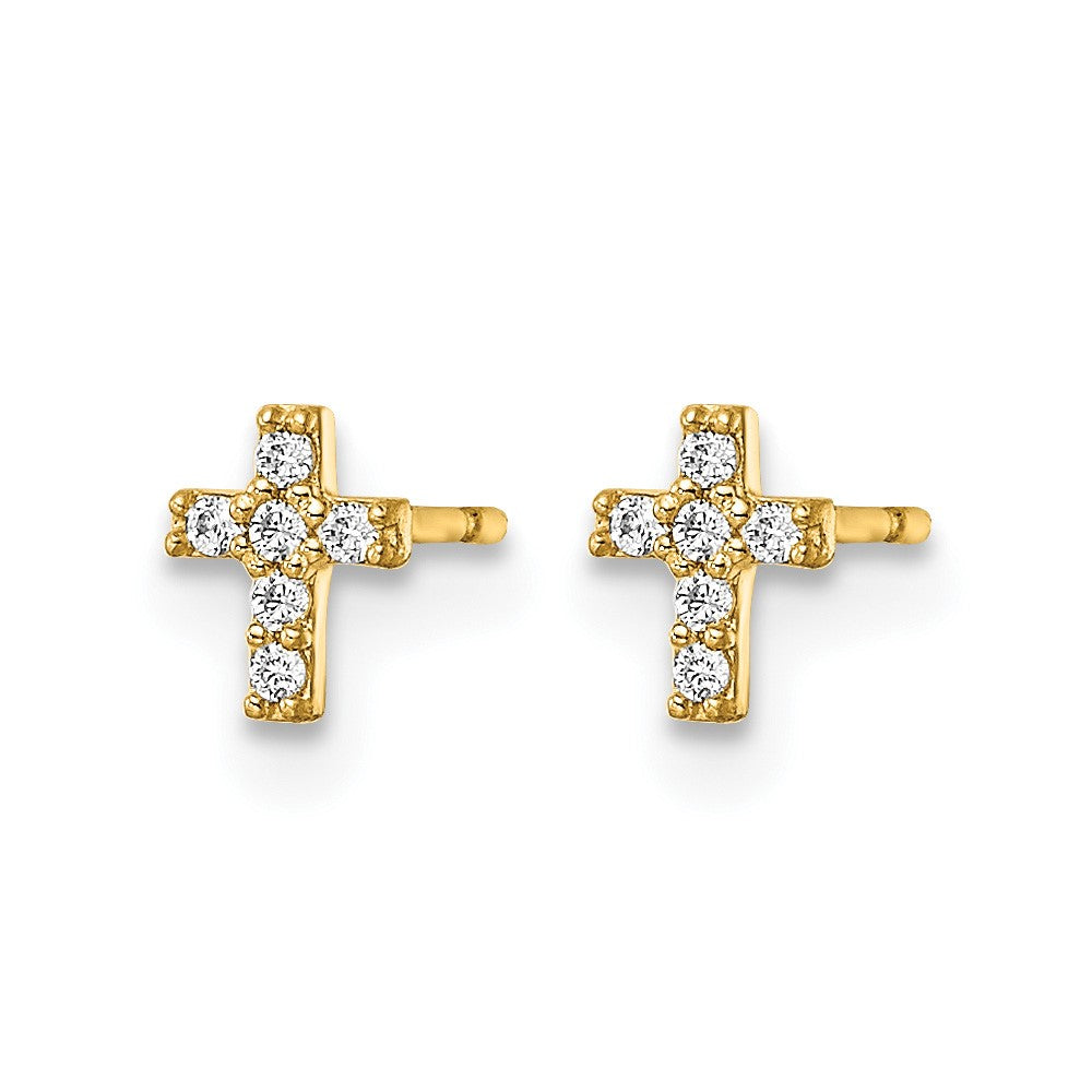 14k Madi K CZ Cross Post Earrings