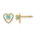 14k Madi K 3mm Genuine Blue Topaz Birthstone Heart Earrings